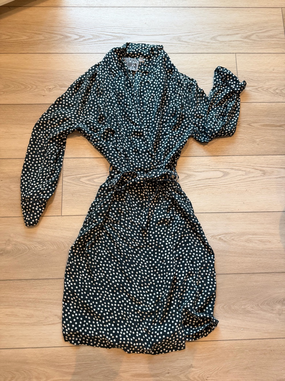 RARE Vintage Joe Boxer Couture 100% Silk Polka Dot Tie Waist Robe